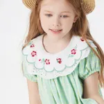 Toddler Girl 100% Cotton Statement Collar Puff-sleeve Gingham Dress  image 5