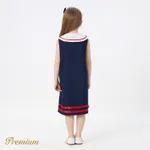 Kid Girl 100% Cotton Double Breasted Contrast Collar Tank Dress  image 4