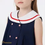 Kid Girl 100% Cotton Double Breasted Contrast Collar Tank Dress  image 6