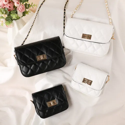 Women/Kid Rhombus Solid Chain Small Square Bag