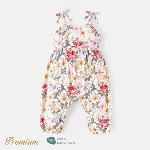 Baby Girl Floral Print Bowknot Design Naia™ Slip Jumpsuit