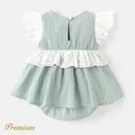 Baby Girl 100% Cotton Contrast Ruffled Flutter-sleeve Textured Romper  image 4