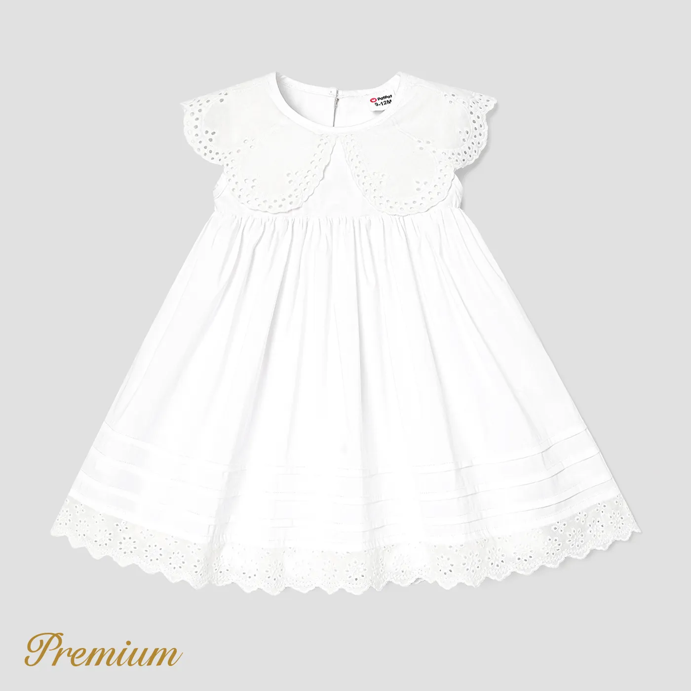 Baby Girl Solid Textured Statement Collar Tank Dress