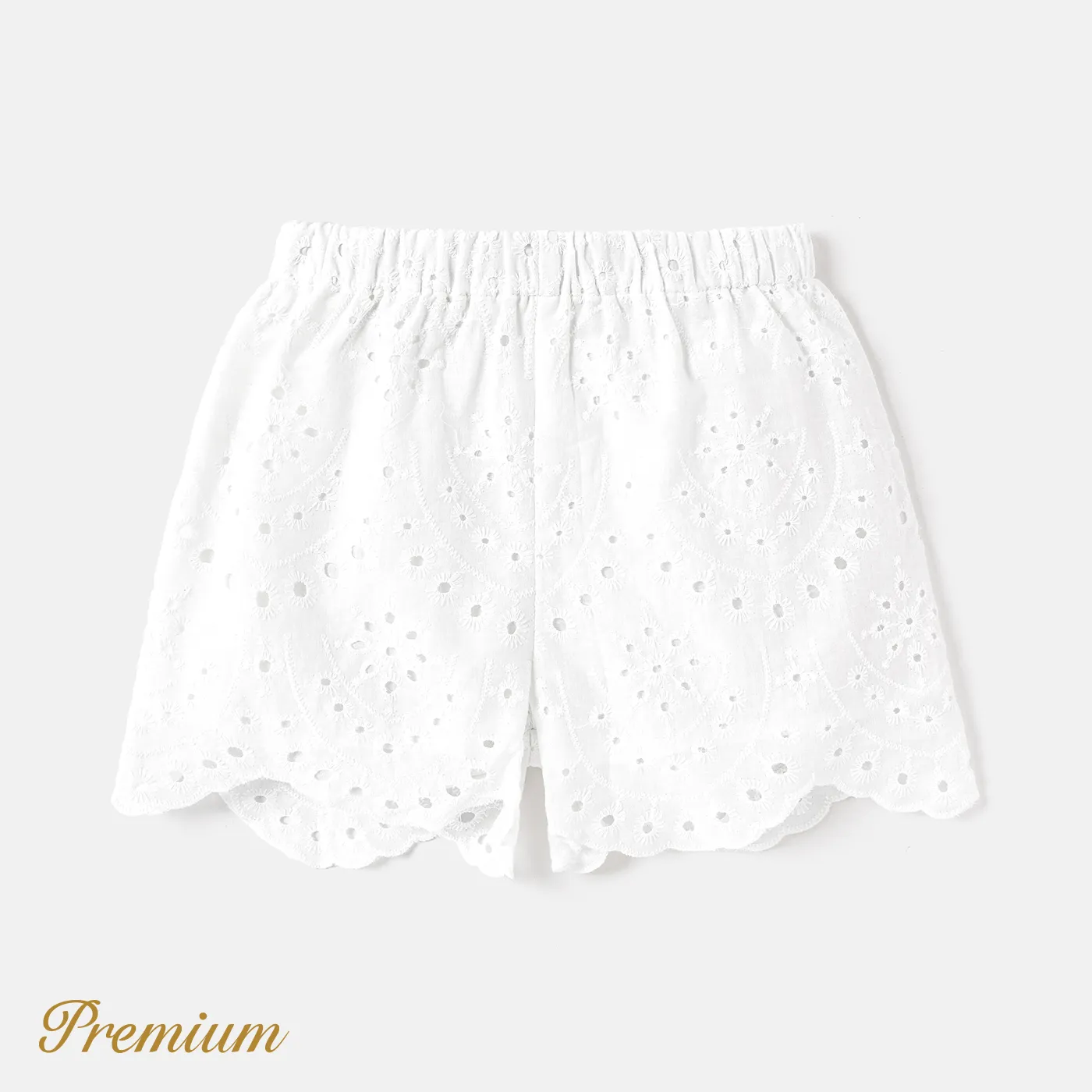 Toddler Girl 100% Cotton Eyelet Embroidered Solid Shorts