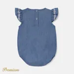 Baby Girl 100% Cotton Denim Flutter-sleeve Romper  image 2