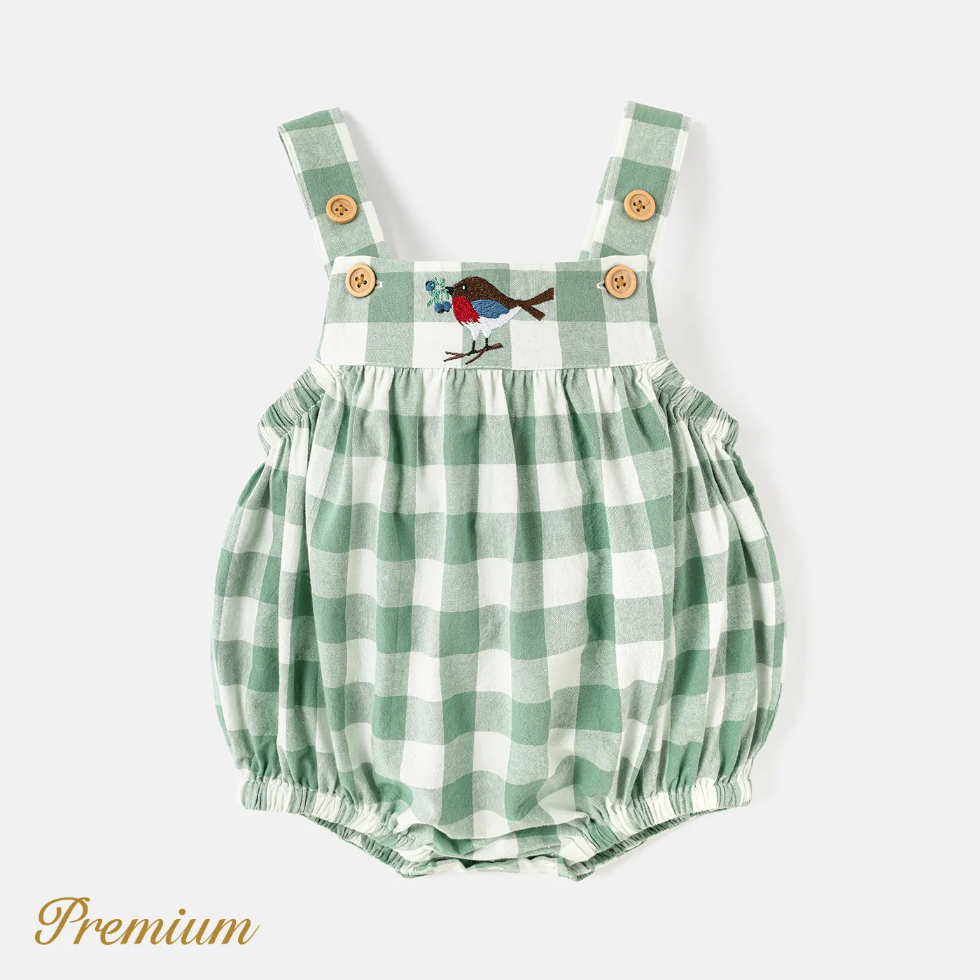 Baby Girl 100% Cotton Gingham Overall Romper