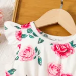 Toddler Girl Floral Rose Print Flutter-sleeve Belted Mesh Overlay Fairy Dress  image 3