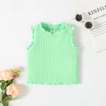Toddler Girl Solid Lettuce Trim Cotton Rib-knit Tee Green