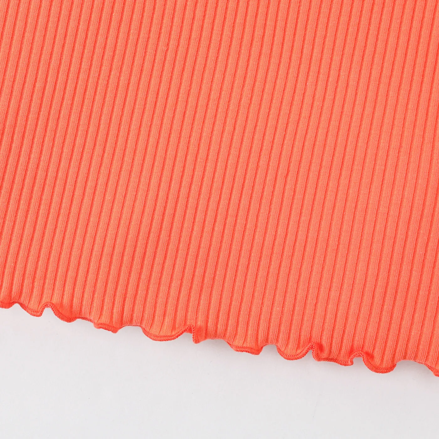 Toddler Girl Solid Lettuce Trim Cotton Rib-knit Tee Orange image 6