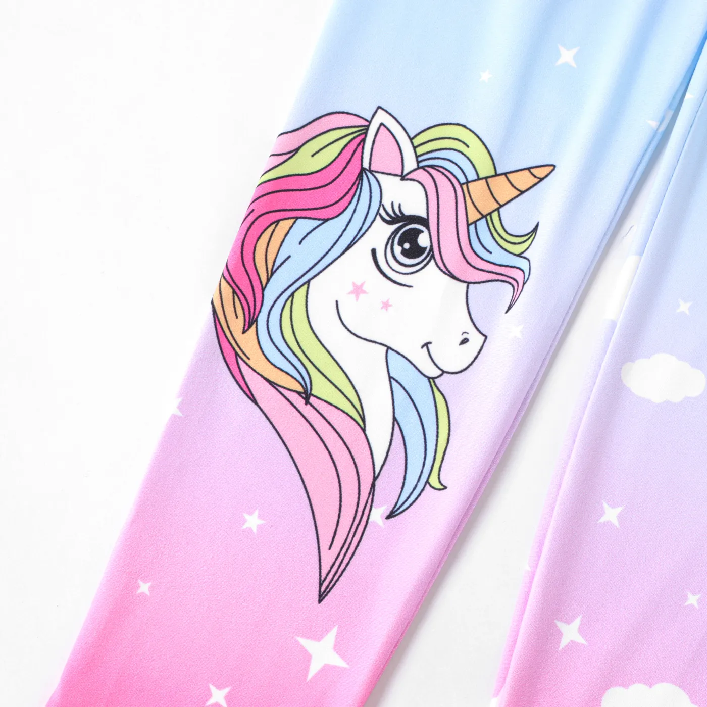 Kid Girl Unicorn Print Colorblock Elasticized Leggings Multi-color image 5