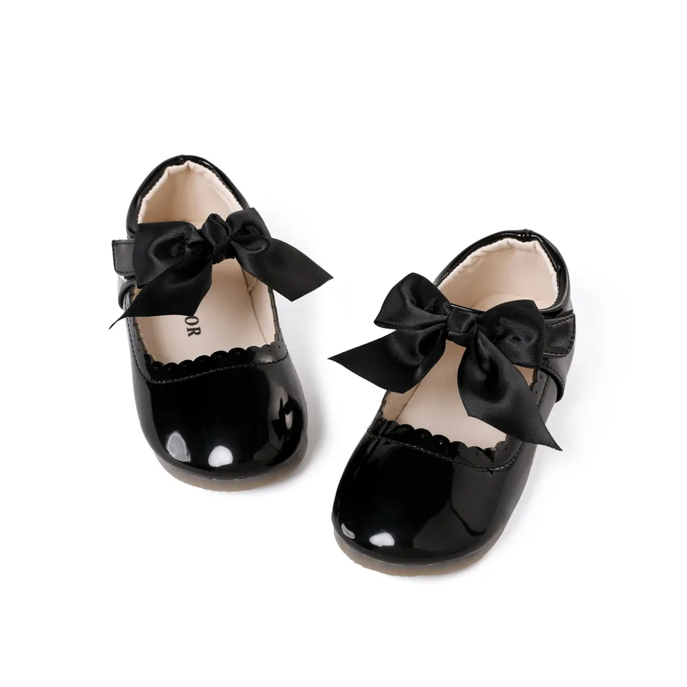 Toddler / Kid Wavy Edge Bow Ribbon Decor White Princess Shoes  big image 7