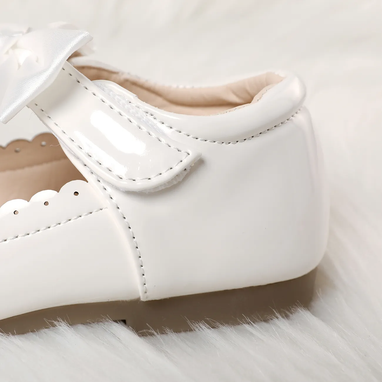 طفل / طفل مموج حافة القوس الشريط ديكور أحذية الأميرة البيضاء أبيض big image 1