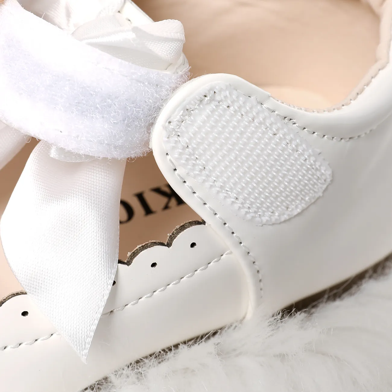 طفل / طفل مموج حافة القوس الشريط ديكور أحذية الأميرة البيضاء أبيض big image 1