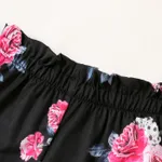 2pcs Kid Girl Rib-knit Halterneck Top and Allover Floral Print Shorts Set  image 3