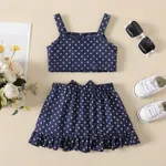 2pcs Baby Girl Polka Dots Cami Top and Bow Front Ruffled Skirt Set  image 2