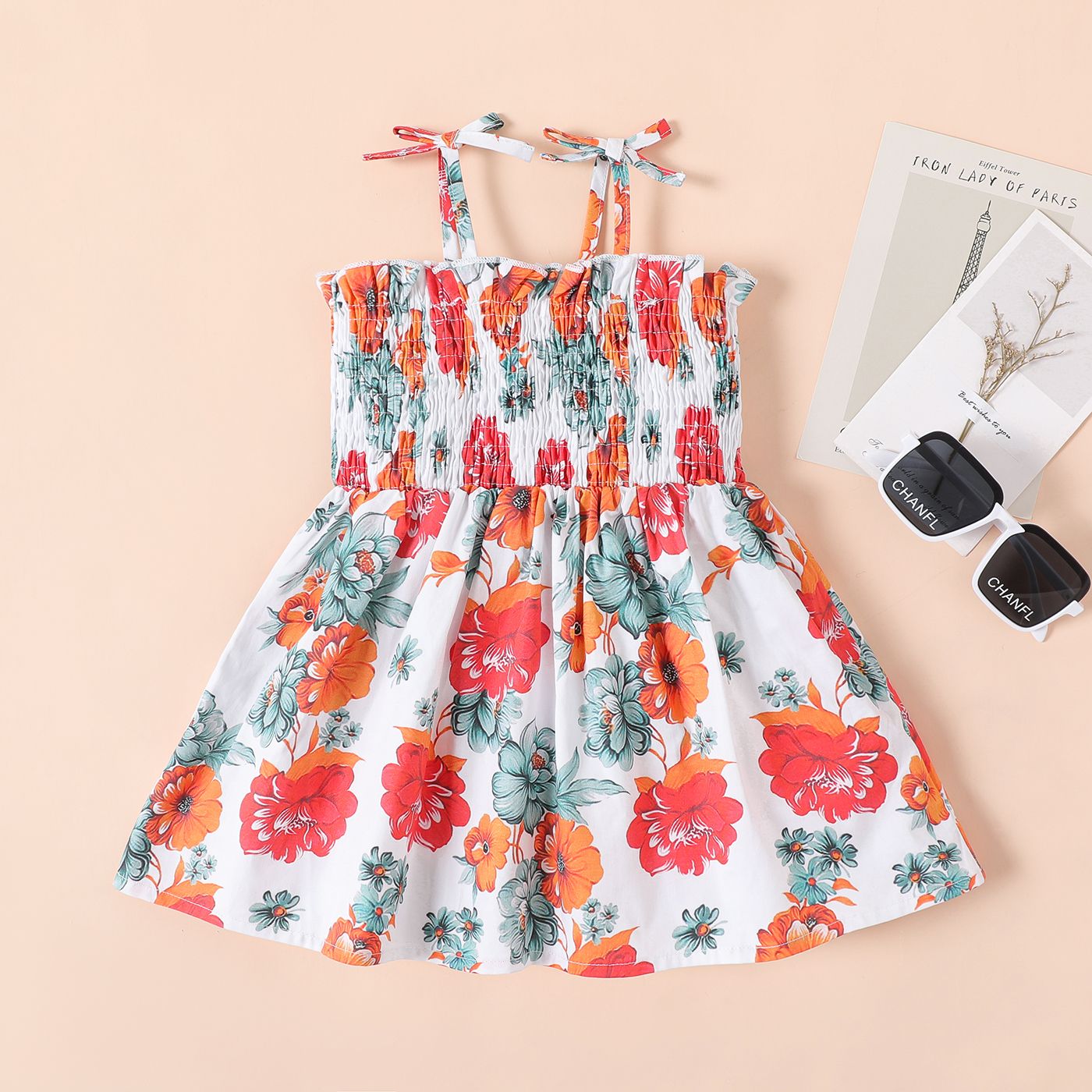 

Baby Girl Allover Floral Print Smocked Slip Dress