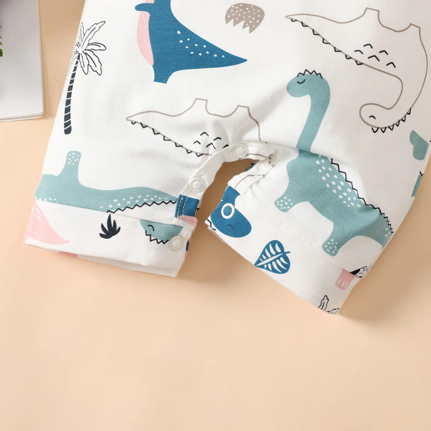 Baby Boy Dinosaur Print Cotton Tank Jumpsuit ORIGINALWHITE image 5