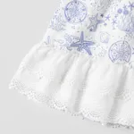 Toddler Girl Ocean Print Lace Hem Puff Sleeve Dress  image 6