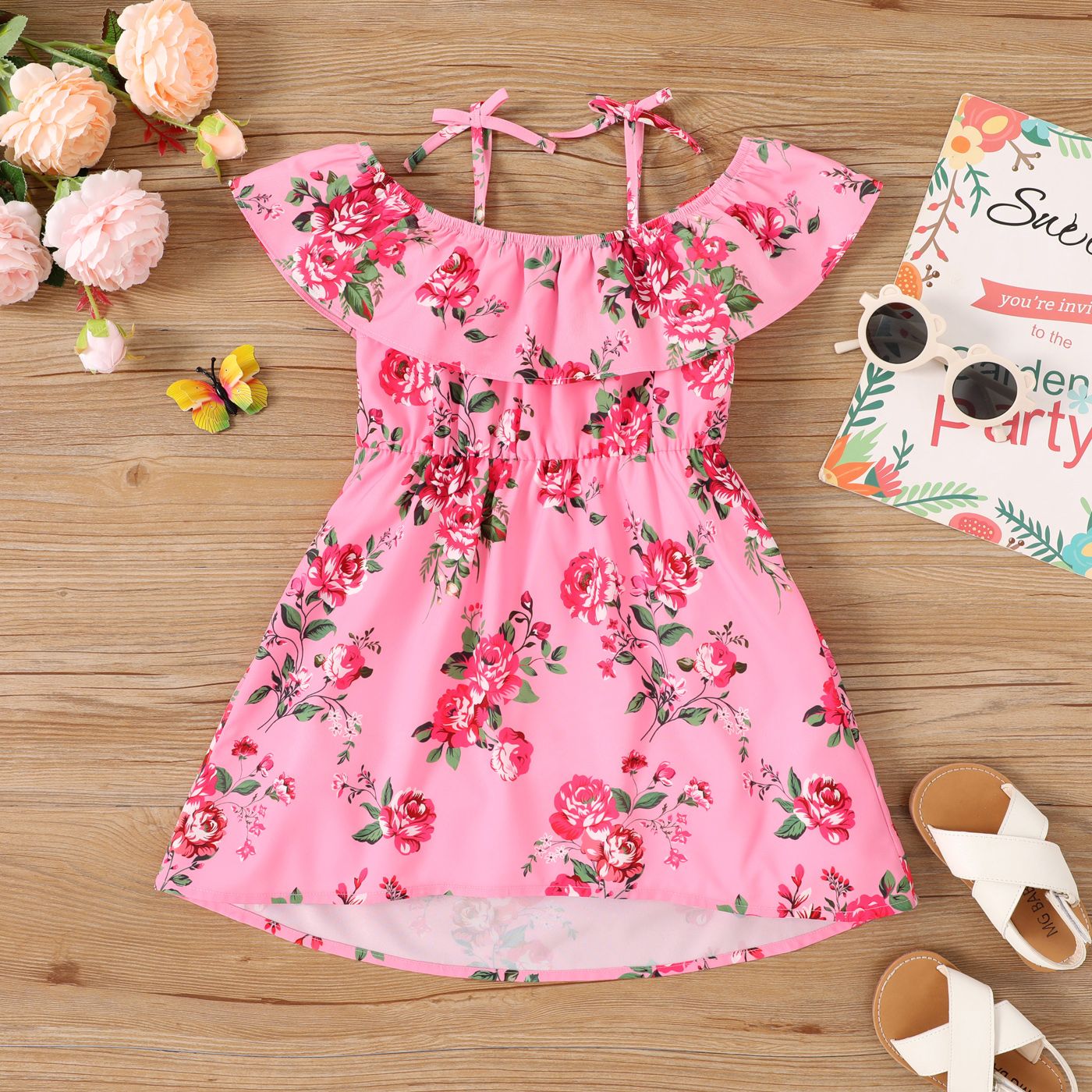 

Toddler Girl Allover Big Floral Print Strappy Dress