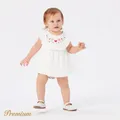 Baby Girl 100% Cotton Floral Embroidered Ruffle Sleeveless Blouse  image 2