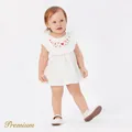 Baby Girl 100% Cotton Floral Embroidered Ruffle Sleeveless Blouse  image 3