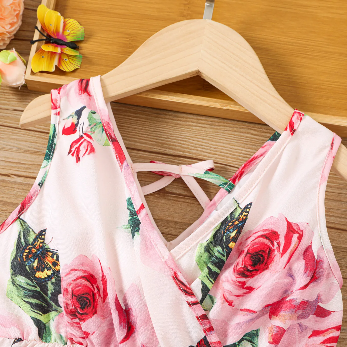 Toddler Girl Allover Floral Rose Print Tank Dress  Pink image 2