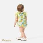 Baby Girl 100% Cotton Allover Lemon Print Peter Pan Collar Flutter-sleeve Romper  image 4