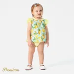 Baby Girl 100% Cotton Allover Lemon Print Peter Pan Collar Flutter-sleeve Romper  image 3