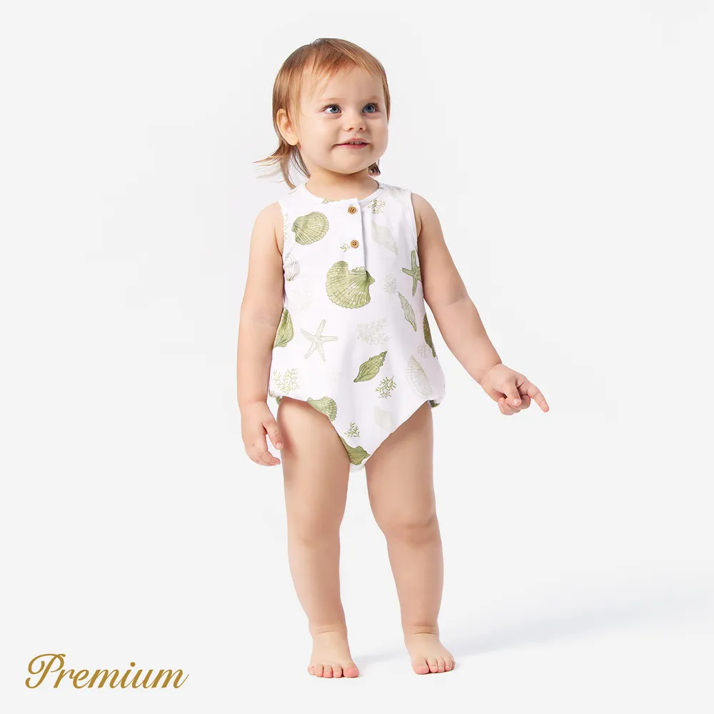 <Shell Seeker> Baby Boy/Girl Cotton Tank Romper / Overalls Shorts / Two-piece Swimsuit big image 4