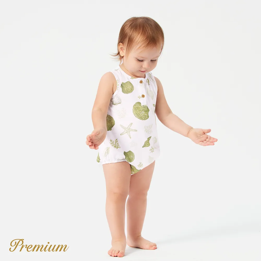 <Shell Seeker> Baby Boy/Girl Cotton Tank Romper / Overalls Shorts / Two-piece Swimsuit big image 5