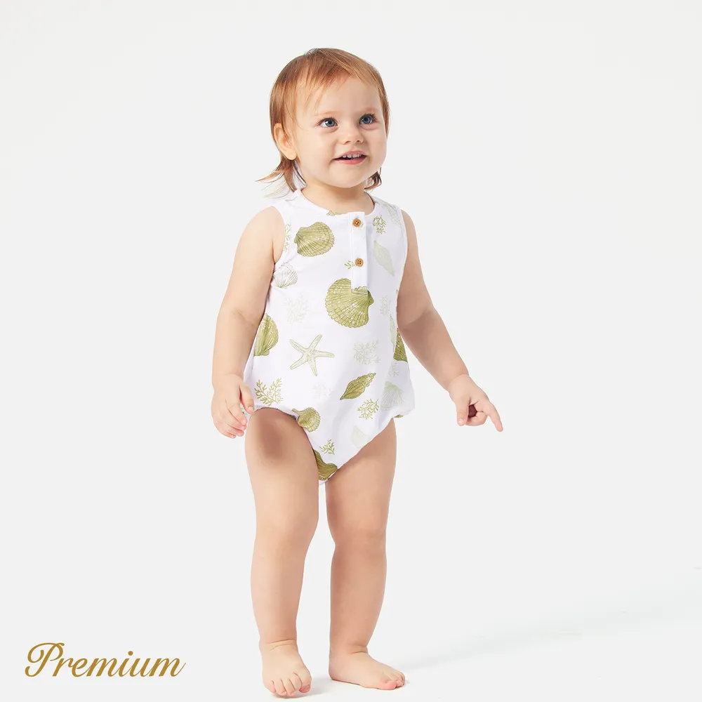 <Shell Seeker> Baby Boy/Girl Cotton Tank Romper / Overalls Shorts / Two-piece Swimsuit  big image 6