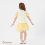 Toddler Girl Cotton Allover Lemon Print Puff-sleeve Spliced Mesh Dress  image 4