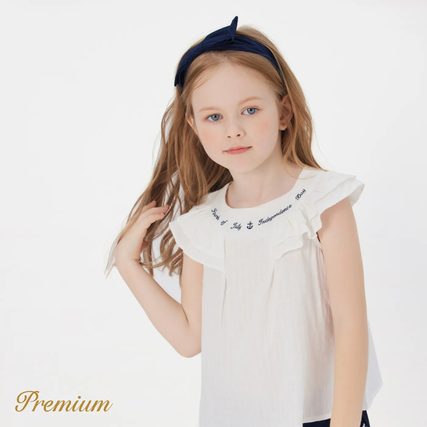 2-piece Toddler Girl 100% Cotton Sleeveless Ruffled Top & Shorts Set Tibetanbluewhite image 4