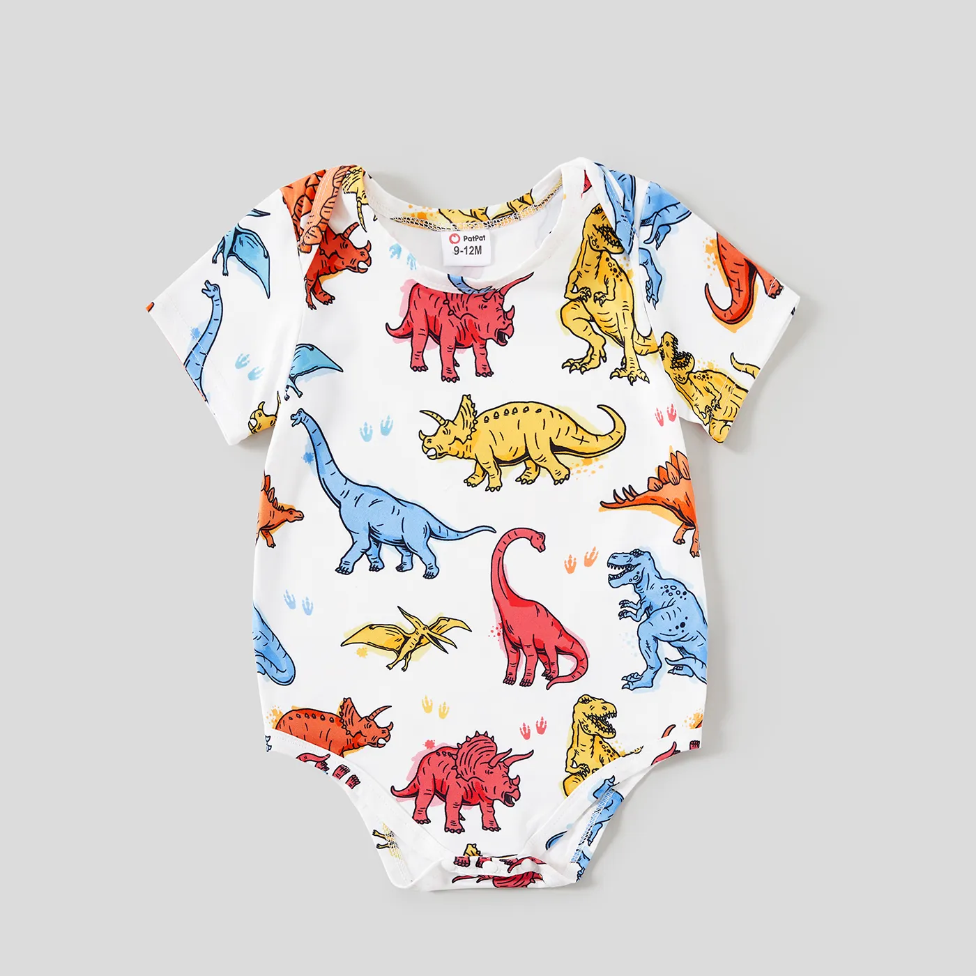 Family Matching Dinosaur Print Drawstring Ruched Side Short-sleeve Bodycon Dresses and Short-sleeve T-shirts Sets  big image 1
