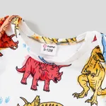 Family Matching Dinosaur Print Drawstring Ruched Side Short-sleeve Bodycon Dresses and Short-sleeve T-shirts Sets  image 3