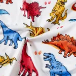 Family Matching Dinosaur Print Drawstring Ruched Side Short-sleeve Bodycon Dresses and Short-sleeve T-shirts Sets  image 5