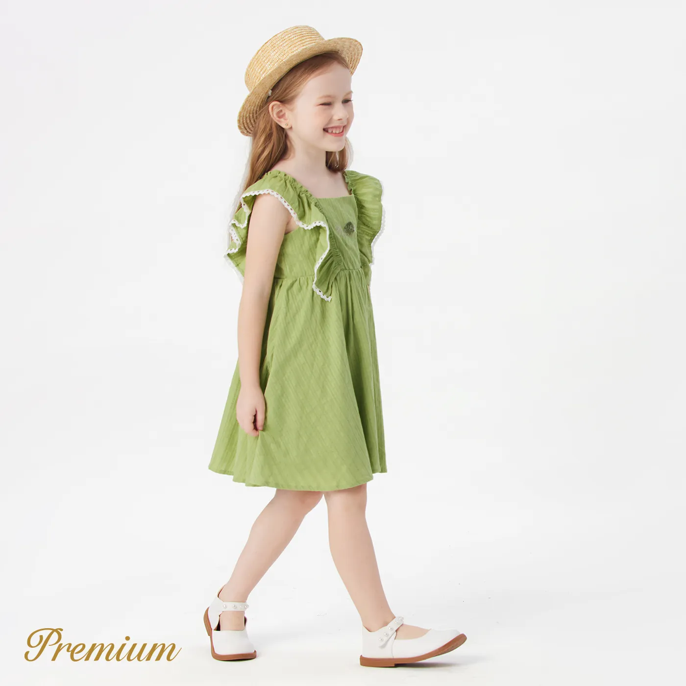 Toddler Girl 100% Cotton Textured Ruffled Sleeveless Dress  image 2