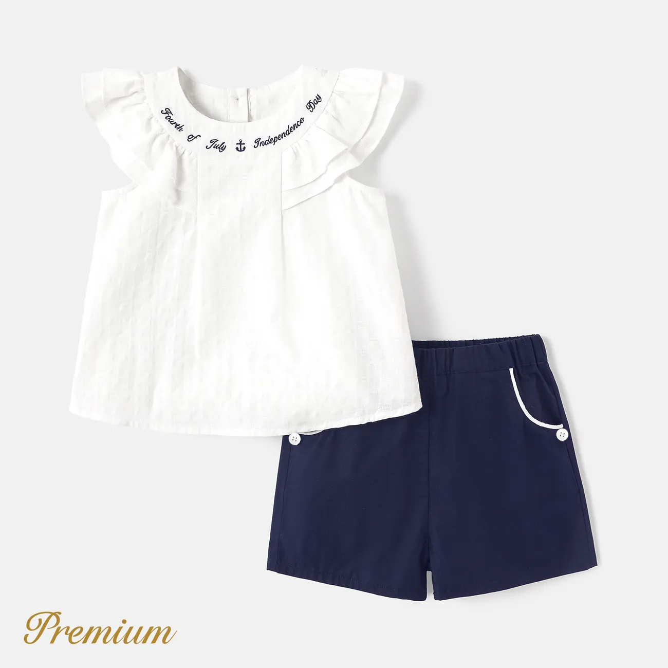 2-piece Toddler Girl 100% Cotton Sleeveless Ruffled Top & Shorts Set  big image 1