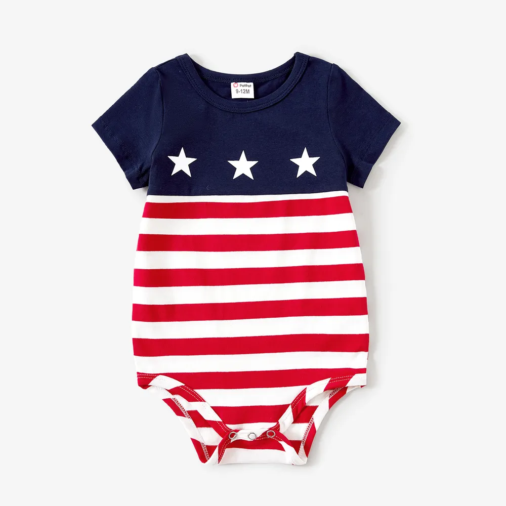Independence Day Family Matching Star & Stripe Print Short-sleeve T-shirts  big image 1