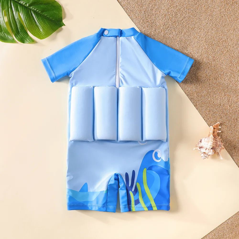 Baby Boy Dinosaur Pattern Short-sleeve Float One Piece Swimsuit Buoyancy Swimwear  big image 2