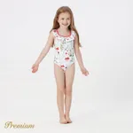Toddler Girl Allover Rabbit Print Ruffled Collar One-piece Swimsuit  image 3