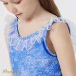 Kid Girl Blue Ocean Graphic Lace Detail One-piece Swimsuit  image 4
