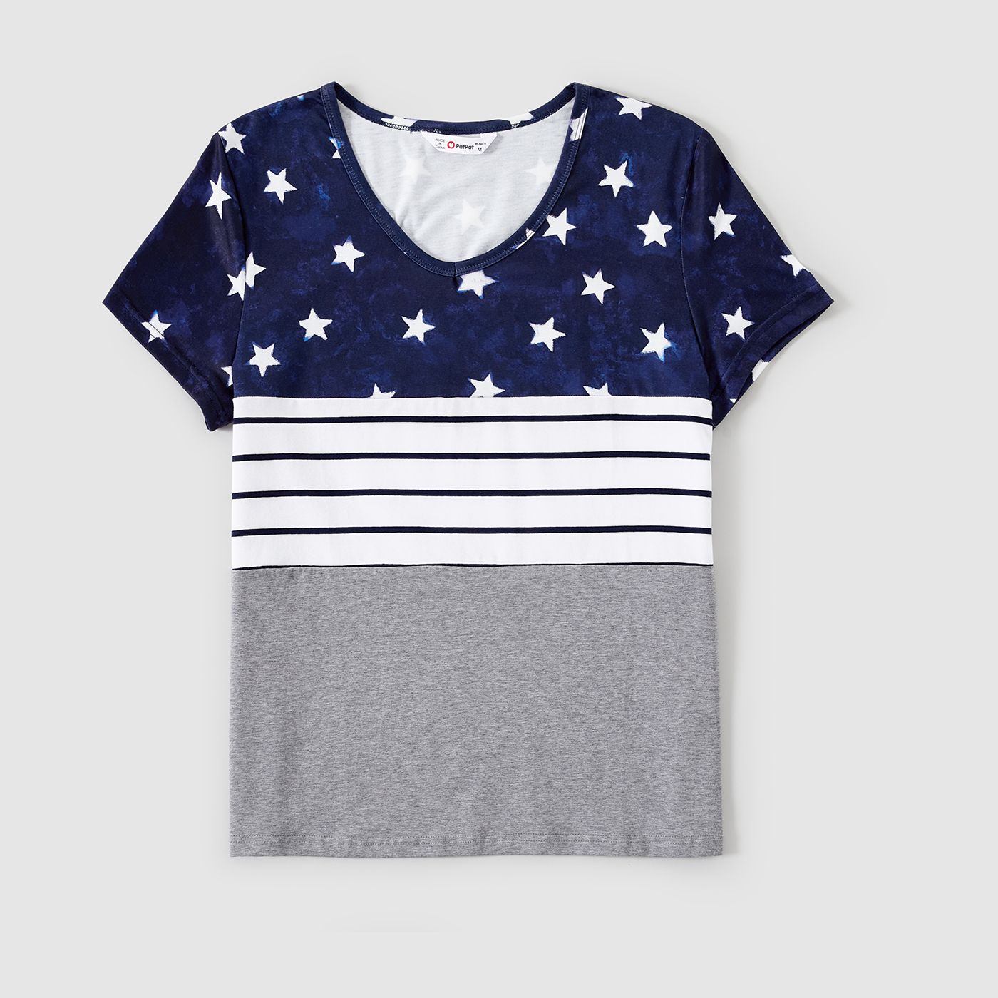 Independence Day Family Matching Stripe Panel Manches Courtes Top