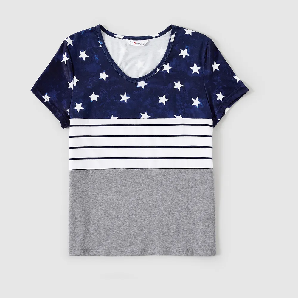 Independence Day Family Matching Stripe Panel Short-sleeve Top  big image 10