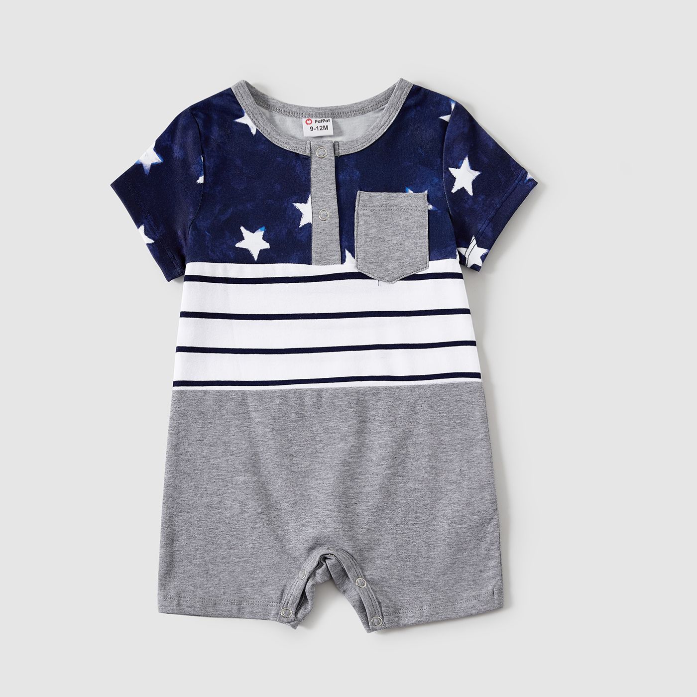 Independence Day Family Matching Stripe Panel Short-sleeve Top