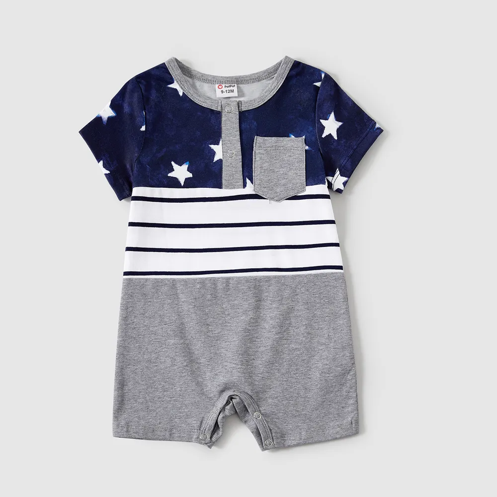 Independence Day Family Matching Stripe Panel Short-sleeve Top big image 1