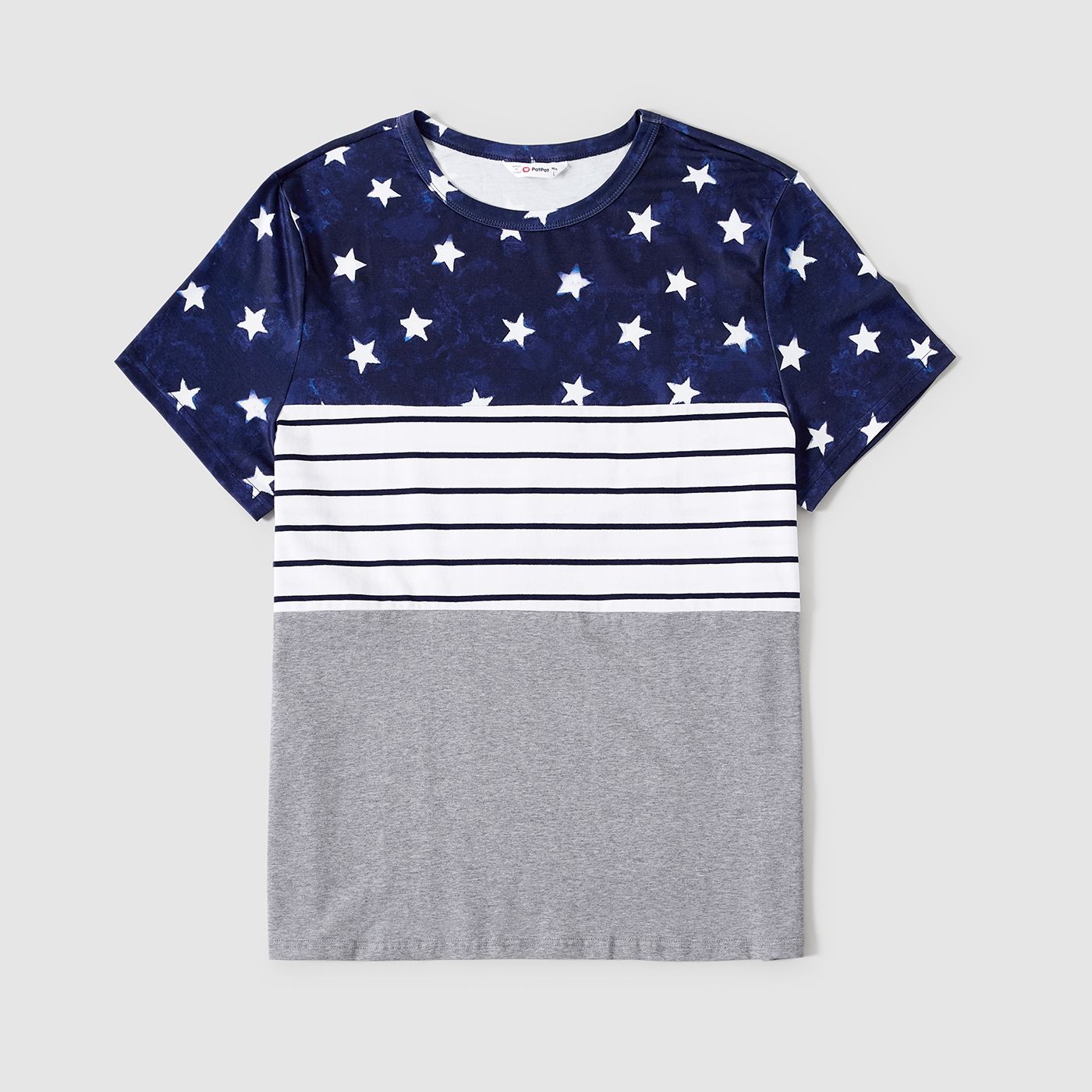 Independence Day Family Matching Stripe Panel Manches Courtes Top
