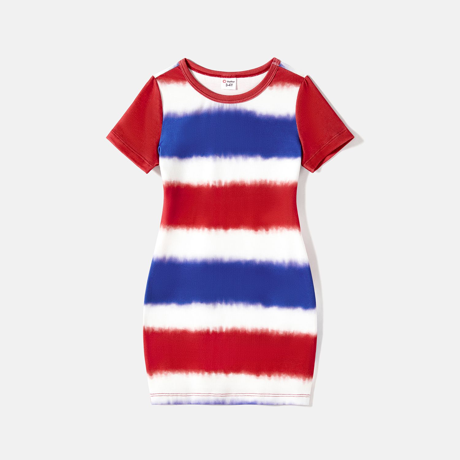 Independence Day Family Matching Ombre Tunic Dresses And Letter Print T-shirts Sets