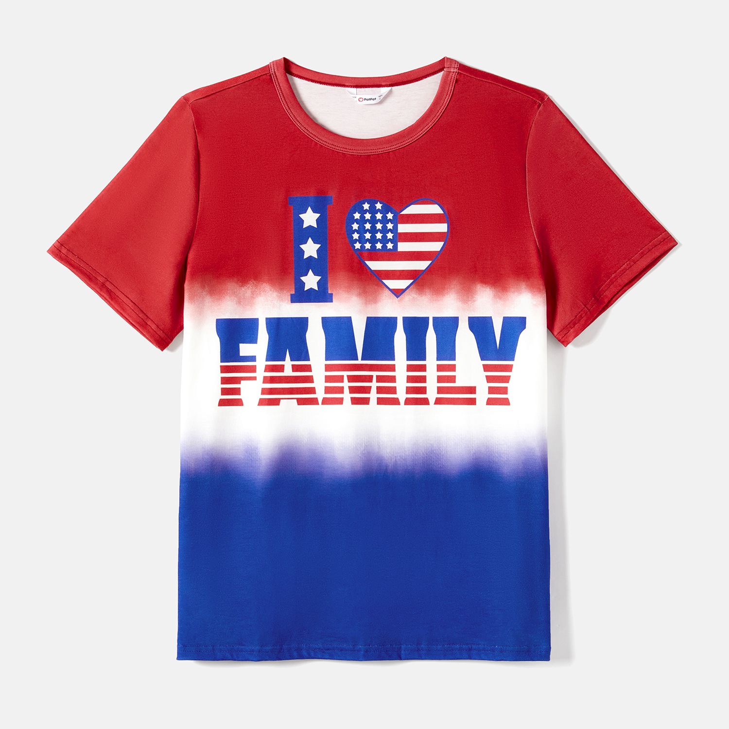 Independence Day Family Matching Ombre Tunic Dresses And Letter Print T-shirts Sets