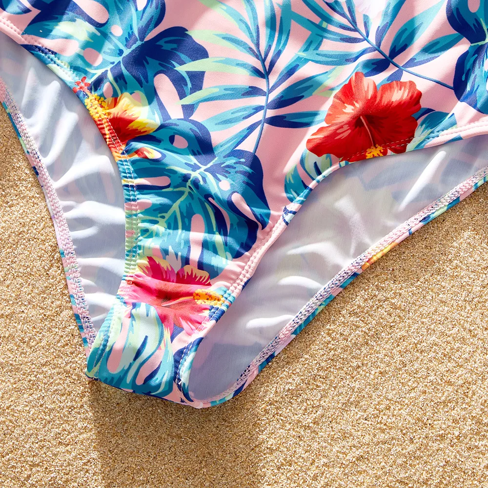 Family Matching Plant Print Crisscross Front Two-piece Swimsuit or Swim Trunks Shorts big image 11